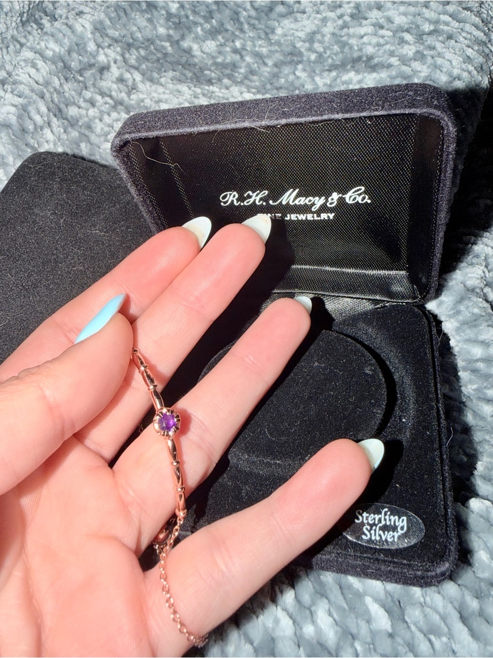 Rare Limited Edition R.H. Macy’s&Co Sterling Silver Amethyst Bracelet, Rose Gold